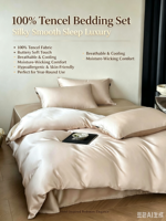 Parure de lit de luxe tissée 100 % certifiée OEKO-TEX, couleur unie moderne, taille King, avec garnissage en soie et fonction rafraîchissante