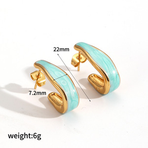 Pendientes de Aro Geométricos de Aleación de Zinc, Chapados en Oro de 18k, Coloridos, para Mujer, Joyería de Moda - Product Image 5