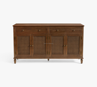 Buffet de luxe antique en chêne massif à 4 portes avec tiroirs, meuble de rangement de cuisine, meuble de salle à manger
