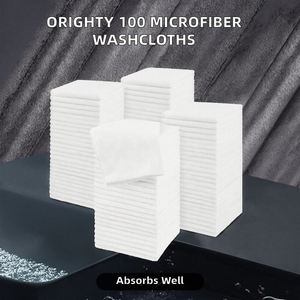 Lingettes en microfibre pour adultes Orighty, lot de 100, très absorbantes, douces au toucher, lingettes multi-usages pour le visage et les mains, 12x12 pouces, blanches - Product Image 2