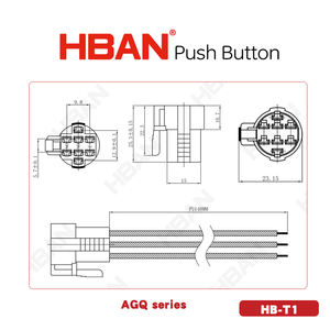 HBAN 1NO1NC 2NO2NC 丸型プッシュボタンスイッチ ハーネスコネクタ 12mm 16mm 19mm 22mm 8線 赤 - Product Image 3