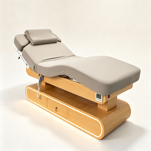 Table de massage électrique réglable avec cadre en bois, lit de beauté avec chauffage et éclairage d'ambiance, mobilier de salon - Product Image 1