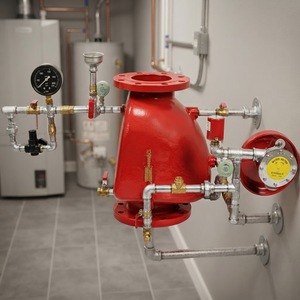 Válvula de control de hierro fundido con brida para supresión de incendios, con manómetro, solenoide, motor de agua y taza de goteo Gong - Product Image 6