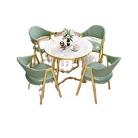 Petite table à manger ronde grise, moderne et luxueuse, 4 chaises, table de conférence pour 4 personnes