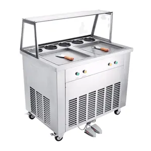 Double pan ice cream machinery big square ice cold plates fried ice cream roll machine