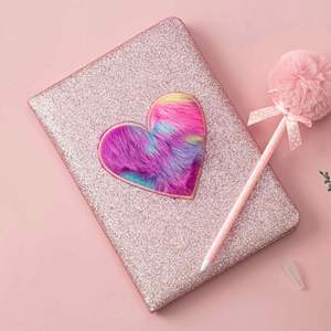 Custom Pink Heart Shaped Plush Notebook Fashion Personal Notebook A5 - Product Image 4