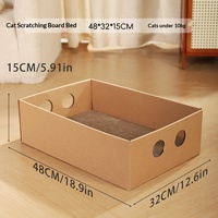 Nid pour animaux de compagnie en carton ondulé durable, lit-griffoir et bac à litière pour chat