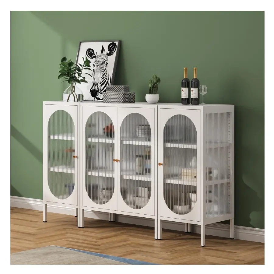 Woonkamer Meubels Decoratieve Glazen Deur Dressoir Metalen Buffetkast Huis Dressoir