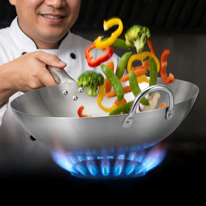 Sartén Comercial de Acero Inoxidable FLEY de Varios Tamaños, <span class=keywords><strong>Wok</strong></span> de un Solo Asa, Sartén de Cocina Engrosada para Cocinar en Cocina y Restaurante - Product Image 1