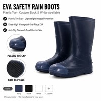 Bottes de pluie de sécurité montantes en EVA avec logo personnalisé OEM, embout en acier anti-écrasement, semelle antidérapante à motif diamant pour le travail industriel