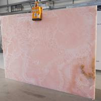 Dalle de marbre en onyx rose translucide, marbre rose onyx de luxe pour la décoration de panneaux muraux