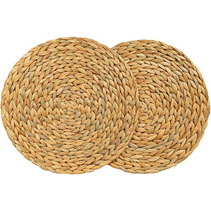 In-Stock Factory Woven Water Hyacinth Straw Mat Dining Table Insulation Gourd Grass Mat Draining Fabric Crafts Bowl Coaster