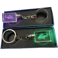 Porte-clés d'avion en cristal de verre LED rechargeable personnalisé Porte-clés hélicoptère et avion créatif cadeau