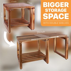 Banc de douche en bois Jinghong avec rangement 30,48x74,93x40,64 cm, meubles de salle de bain - Product Image 3