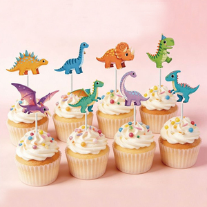 Confezione da 16 Pezzi: Decorazioni per Cupcake a Forma di Dinosauro in Plastica per Feste di Compleanno per Bambini - Product Image 1