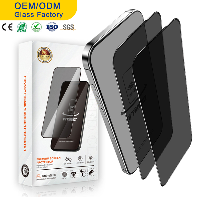 Factory ESD Anti Static 28 Degree Privacy Anti Peeping Tempered Glass Screen Protector Film for iPhone 14 15 16 17 Pro Max Xr Xs
