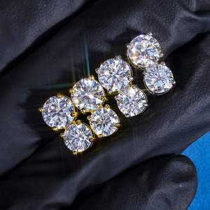 Premium S925 Sterling Silver 18K Gold Plated VVS Moissanite Iced Out Kite Shape Halo Stud Earrings Princess Cut Cluster For Men - Product Image 3