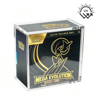 Boîte de présentation en acrylique transparent avec protection UV pour cartes TCG, idéale pour les boîtes d'entraînement Elite et les cartes de jeu de collection – Vente en gros