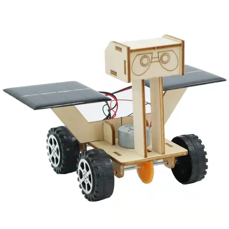 DIY STEM Solar Powered R/C Moving Car Toy Puzzle Wooden Solar Assemble Car Science and Technology Engineering Toys