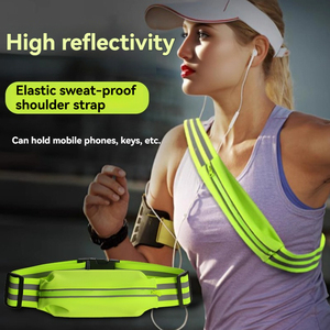 Ceinture réfléchissante haute visibilité avec poche pour téléphone pour la course nocturne, le cyclisme, équipement de sécurité, bande élastique réglable - Product Image 3