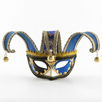 Masque imprimé bleu orné pour la moitié du visage, idéal pour le carnaval, la mascarade, les fêtes costumées d'Halloween et le cosplay