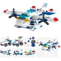 Ensemble de blocs de construction 6 en 1, petites pièces, briques d'assemblage DIY, ingénierie, pompiers, militaire, SWAT, ambulance, char, avion, voiture