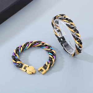 Bracciale a Catena Cubana in Acciaio Inossidabile Placcato Colorato Arcobaleno, Larghezza 13mm, Stile Hip Hop, per Feste e Regali - Product Image 1