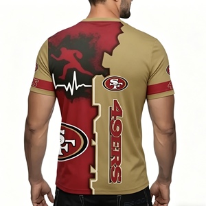 Camiseta de Hombre con Estampado del Equipo de los San Francisco 49ers, Camiseta Casual Transpirable de Poliéster de Manga Corta con Diseño de Dos Colores para Fanáticos de la <span class=keywords><strong>NFL</strong></span> - Product Image 5