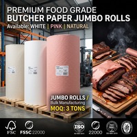 Vente en gros usine – Rouleaux géants de papier boucher épais non couché en pâte de bois vierge à 100 %, feuilles de papier boucher longues pour la viande