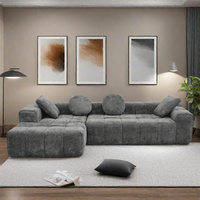 Fabricante de Sofá Cama Seccional Modular Sin Estructura en Forma de L de Pana Gris Oscuro Comprimido al Vacío para el Hogar