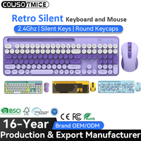 Customize Korean Japanese Arabic French 104-Key Round Keycap Office Cordless Cute Colorful Silent Wireless Keyboard and Mouse