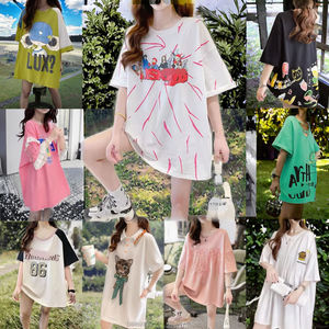 Camiseta Vintage Oversize para Mujer, Lavado Ácido, 100% Algodón Transpirable, Estilo Urbano Desgastado, Tallas Grandes (XS-XXL), Bordado, Larga, Verano - Product Image 3