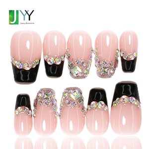 <span class=keywords><strong>Faux</strong></span> <span class=keywords><strong>ongles</strong></span> 3D à presser, style French Manucure, faits main en acrylique, luxe, avec diamants, en gel, vente en gros, haute qualité, élégants, pour femmes - Product Image 1