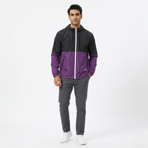 Veste coupe-vent à capuche pour homme en tissu fin avec fermeture éclair, style vintage personnalisé OEM, vente en gros - Product Image 1