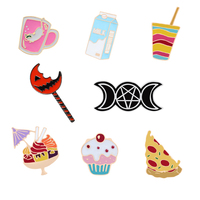Broches en émail mignonnes à motifs de dessins animés (gâteaux, lait, bonbons, pizza, lune-étoile) pour vêtements, manteaux, revers, sacs, badges, bijoux, cadeau pour enfants