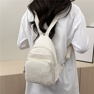 Mochila minimalista de estilo coreano para mujer, impermeable, 20L, correa desmontable, bolso de viaje diario, Color sólido, multicapa - Product Image 5