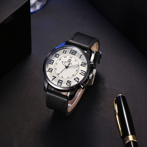 Montre élégante coréenne simple pour homme, bracelet en cuir, style décontracté, rétro, grand cadran numérique, quartz, boîtier de 10 mm, pour étudiants - Product Image 1