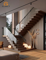 Rampe d'escalier et de balcon intérieure en verre trempé noir mat moderne, balustrade en verre sans cadre, main courante