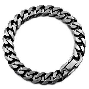 Buon bracciale cubano da uomo in acciaio al titanio lucido gioielli da moto da uomo accessori Streetwear catena per bracciale in acciaio inossidabile