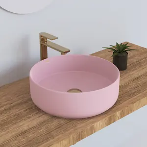 Ceramic Basin Matte Pink Bathroom Sinks Lavatory Vanity Cabinet Basin for Cabinet