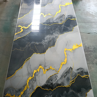 Panneau mural d'art 3D personnalisé, panneaux en PVC pour mur, effet brillant doré de luxe, panneau en marbre brillant UV