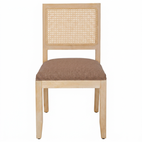 Chaise moderne en bois d'hévéa démontable avec dossier tressé et assise rembourrée en tissu pour événements, banquets et usage commercial