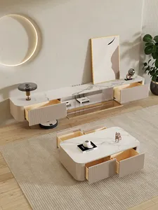 Moderne Luxus-Wohnzimmer möbel Schwimmende TV-Ständer TV-Schrank und Couch tisch Set Meuble TV-Wand einheit mit Glas