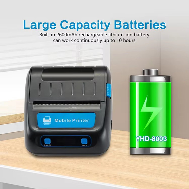 Codietck 3inch Mini Roll Label Printer 80mm Portable BT Thermal Printer