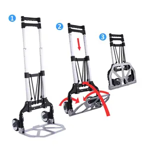 Inklapbare industriële handkar, trolley, kar, roestvrij staal, aluminium, opvouwbaar, OEM, 75 kg draagvermogen, magazijntransport - Product Image 1