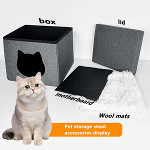 Bestseller Katzenzubehör-Anbieter Zusammenklappbares Atmungsaktives Katzentunnel-Bett 2 Würfelförmige Burg-Box Katzenhaus - Product Image 2