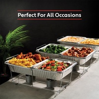 Barquettes en aluminium jetables de qualité alimentaire robustes pour la cuisson, demi-taille rectangulaires argentées avec couvercles