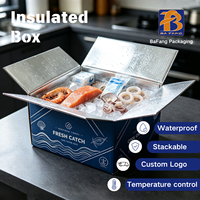 Boîtes d'emballage pour fruits de mer en carton ondulé imperméable, directement de l'usine, avec gaufrage pour l'expédition de fruits de mer (boîtes rigides)
