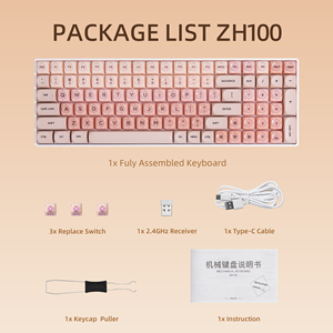 Teclado Mecánico ZORNHER ZH980 95% Foundation <span class=keywords><strong>Pink</strong></span> Creamy con Teclado Numérico, Teclas Jelly Bonitas, Interruptores Lineales RGB Retroiluminados Intercambiables en Caliente - Product Image 5