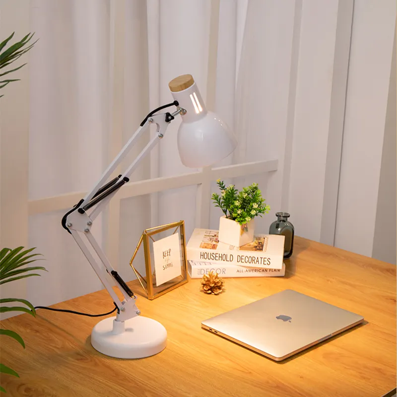 Anpassen der American Metal Eisen Augenschutz LED Tisch lampe Nachttisch Plug-in Langarm Schreibtisch lampe E27 AC Glühlampe